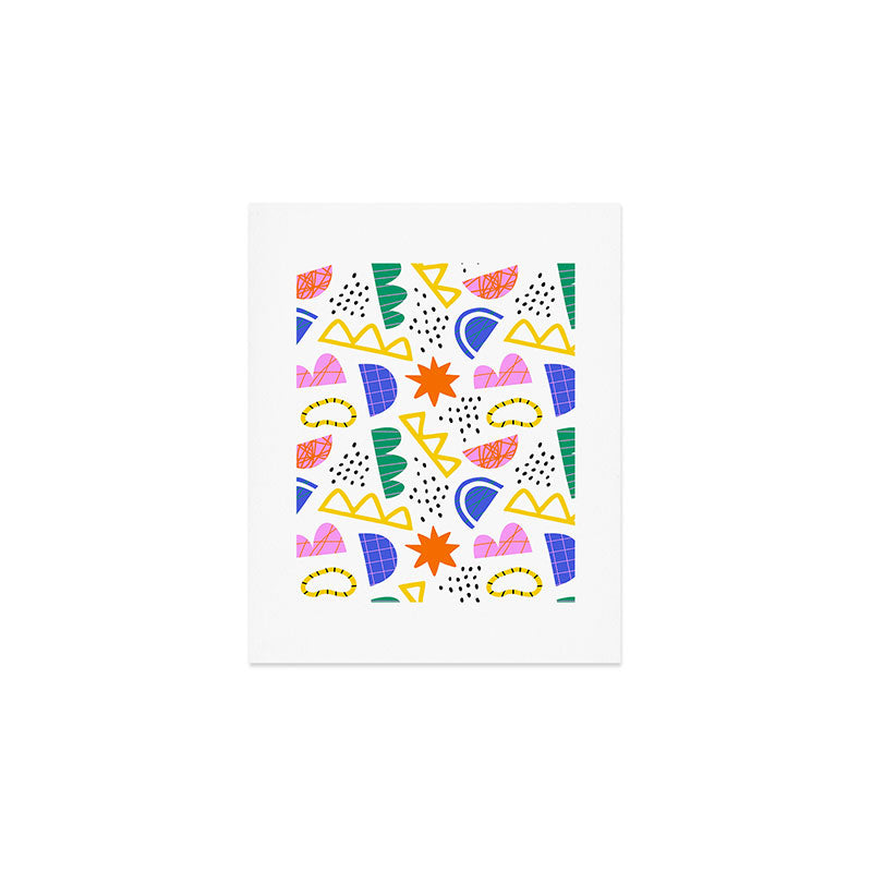 Abstract shape seamless pattern with colorful geometric doodles Art Print Gallery Image 1