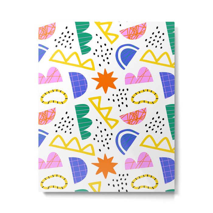 Abstract shape seamless pattern with colorful geometric doodles Metal Print Gallery Image 1