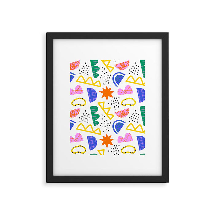 Abstract shape seamless pattern with colorful geometric doodles Framed Art Print Gallery Image 1