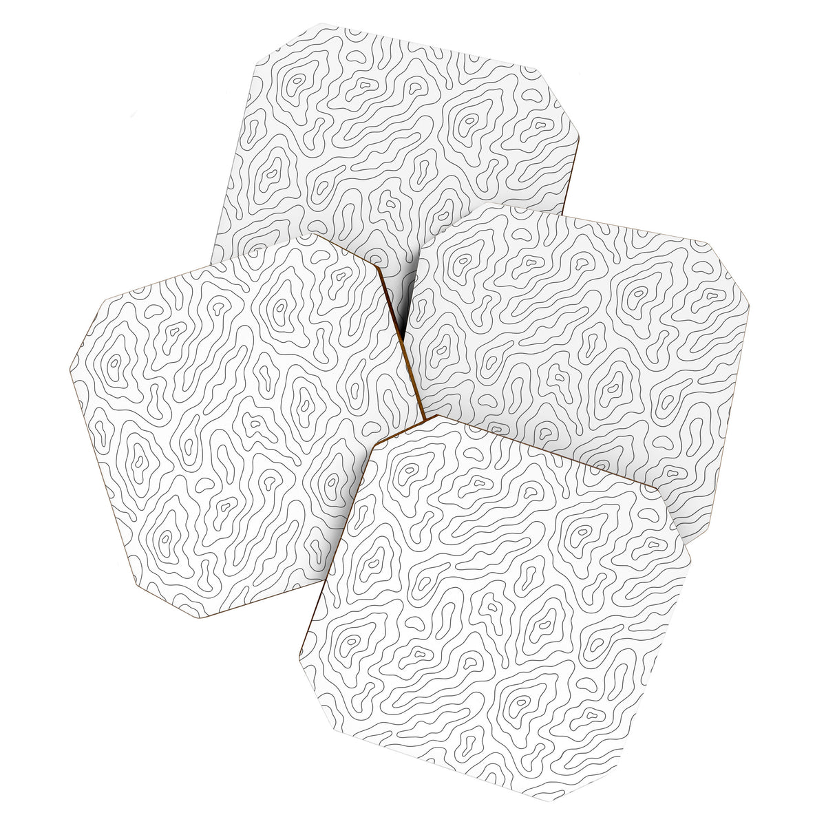 Abstract topography map line art pattern Coaster Gallery Image 1