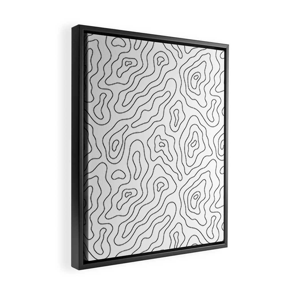 Abstract topography map line art pattern Framed Canvas Print Gallery Image 2