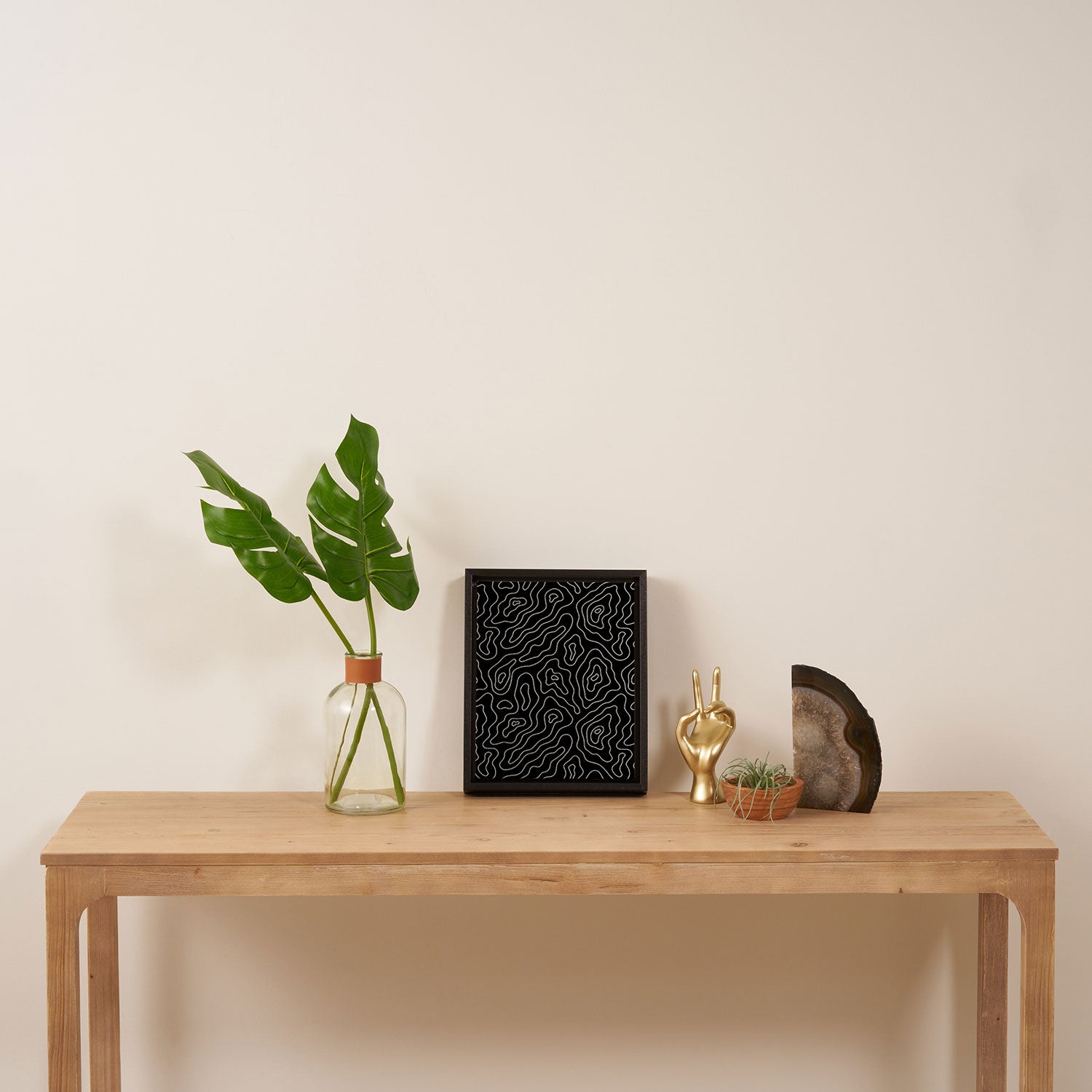 Abstract topography map line art pattern Framed Canvas Print Gallery Image 4