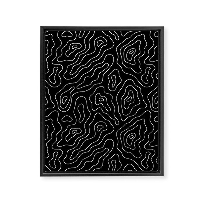 Abstract topography map line art pattern Framed Canvas Print Gallery Image 1