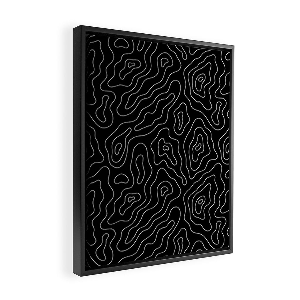 Abstract topography map line art pattern Framed Canvas Print Gallery Image 2