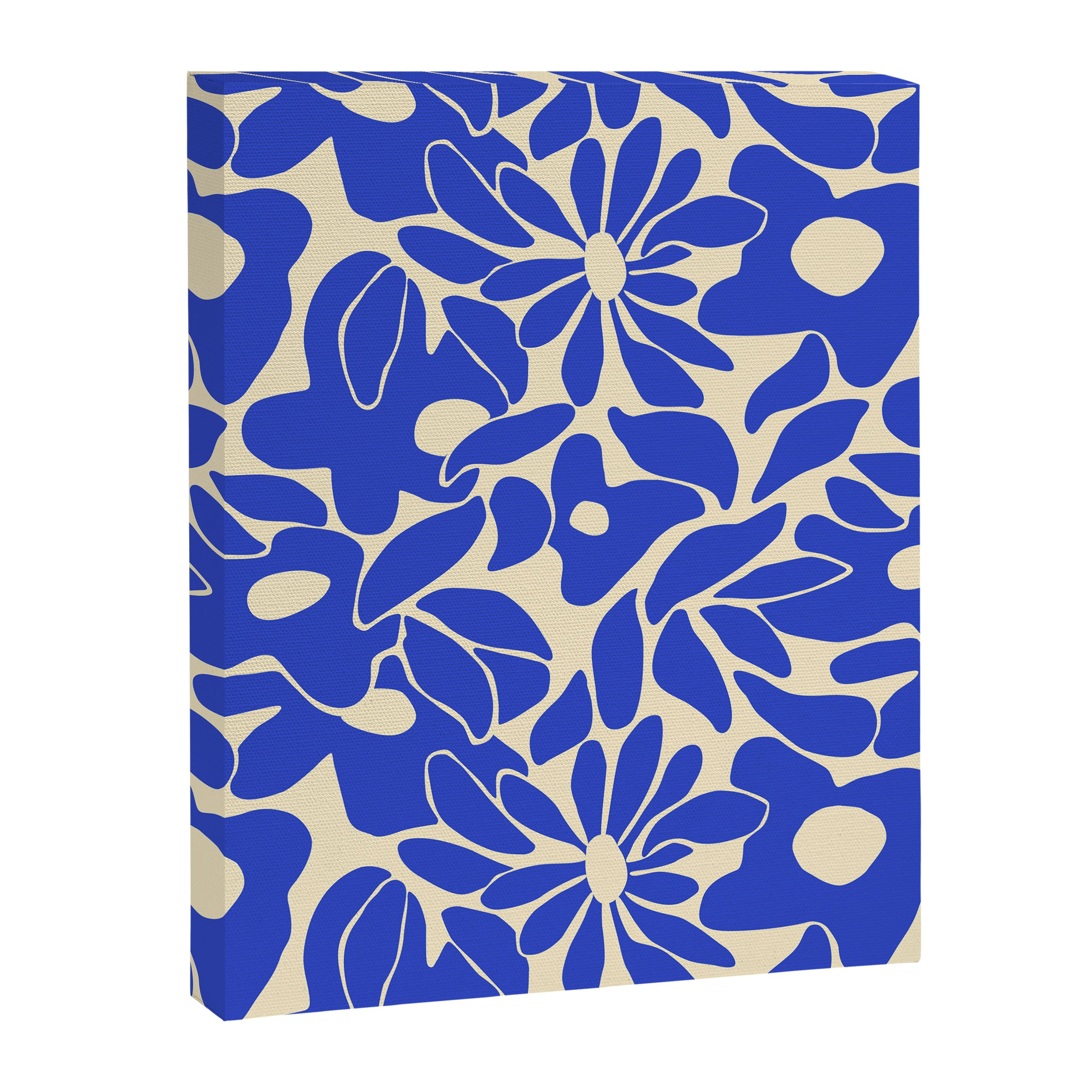Abstract vintage blue flower art pattern Canvas Print Gallery Image 8