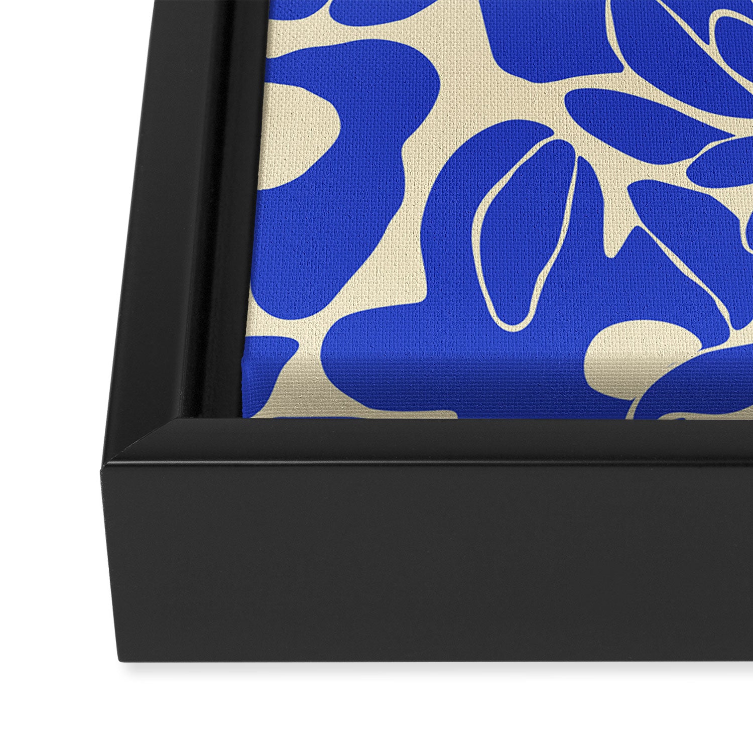 Abstract vintage blue flower art pattern Framed Canvas Print Gallery Image 3