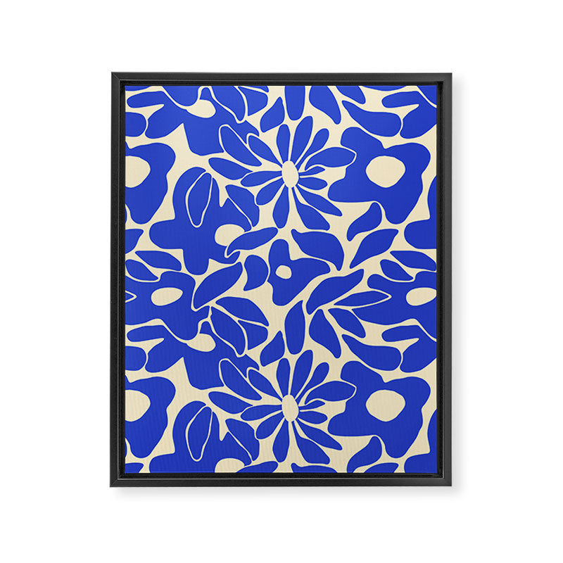 Abstract vintage blue flower art pattern Framed Canvas Print Gallery Image 8