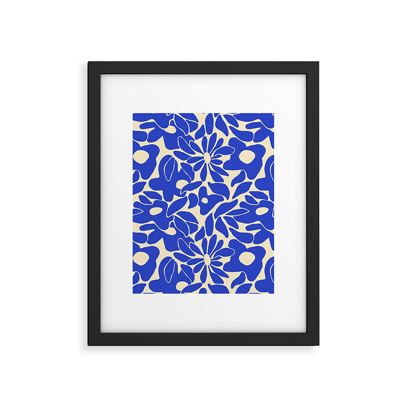 Abstract vintage blue flower art pattern Framed Art Print Gallery Image 6