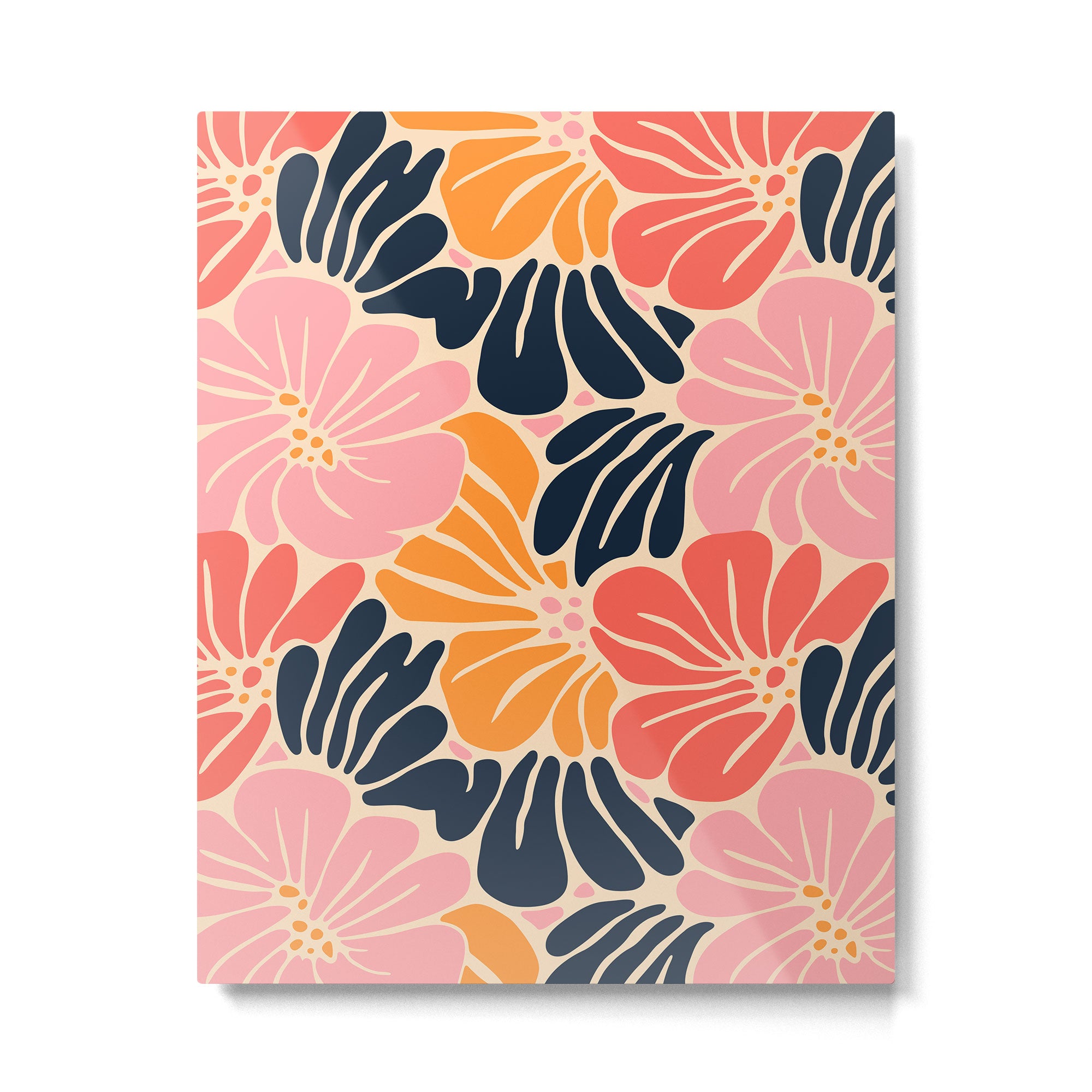 Abstract vintage flower art pattern Metal Print Gallery Image 6