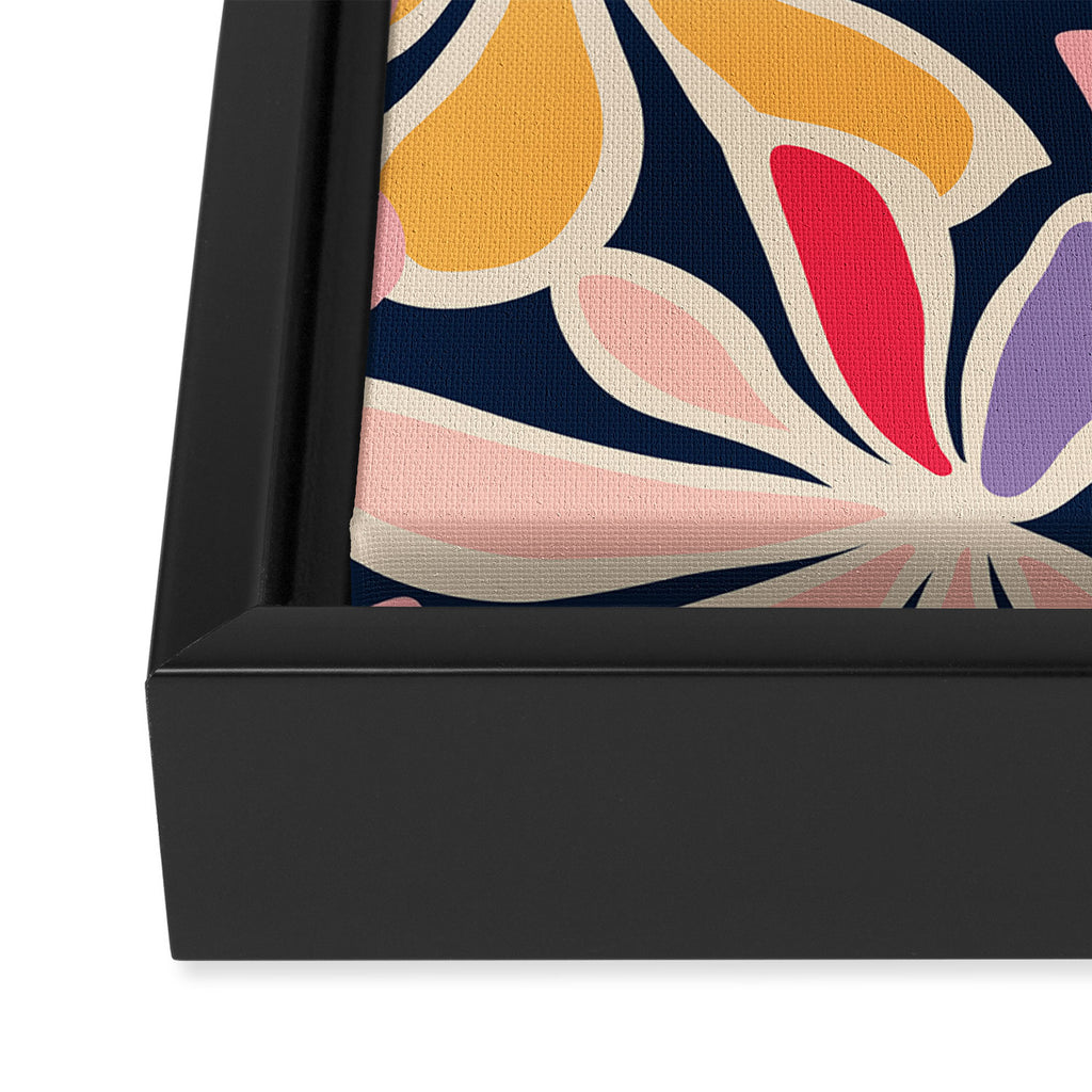 Abstract vintage flower art pattern Framed Canvas Print Gallery Image 3