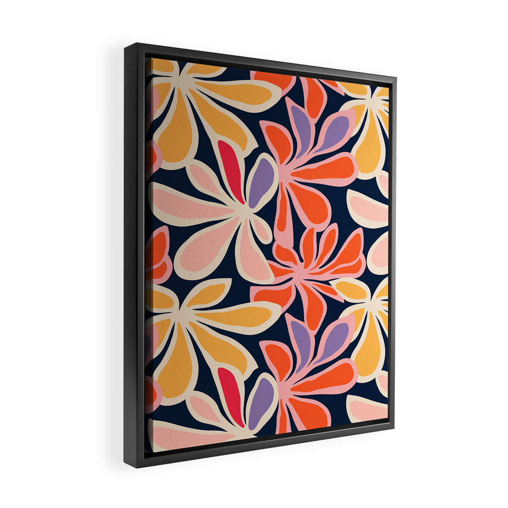 Abstract vintage flower art pattern Framed Canvas Print Gallery Image 2