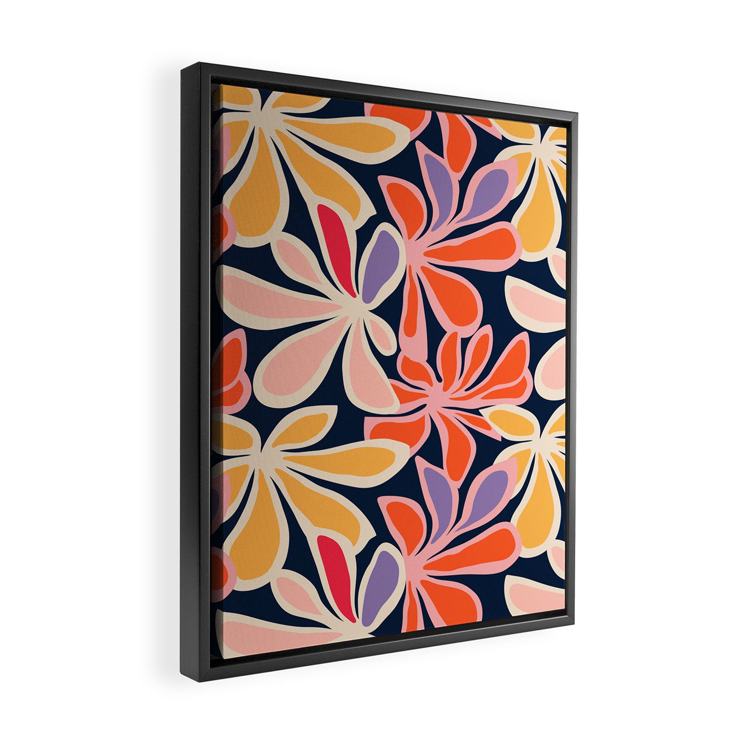 Abstract vintage flower art pattern Framed Canvas Print Gallery Image 2