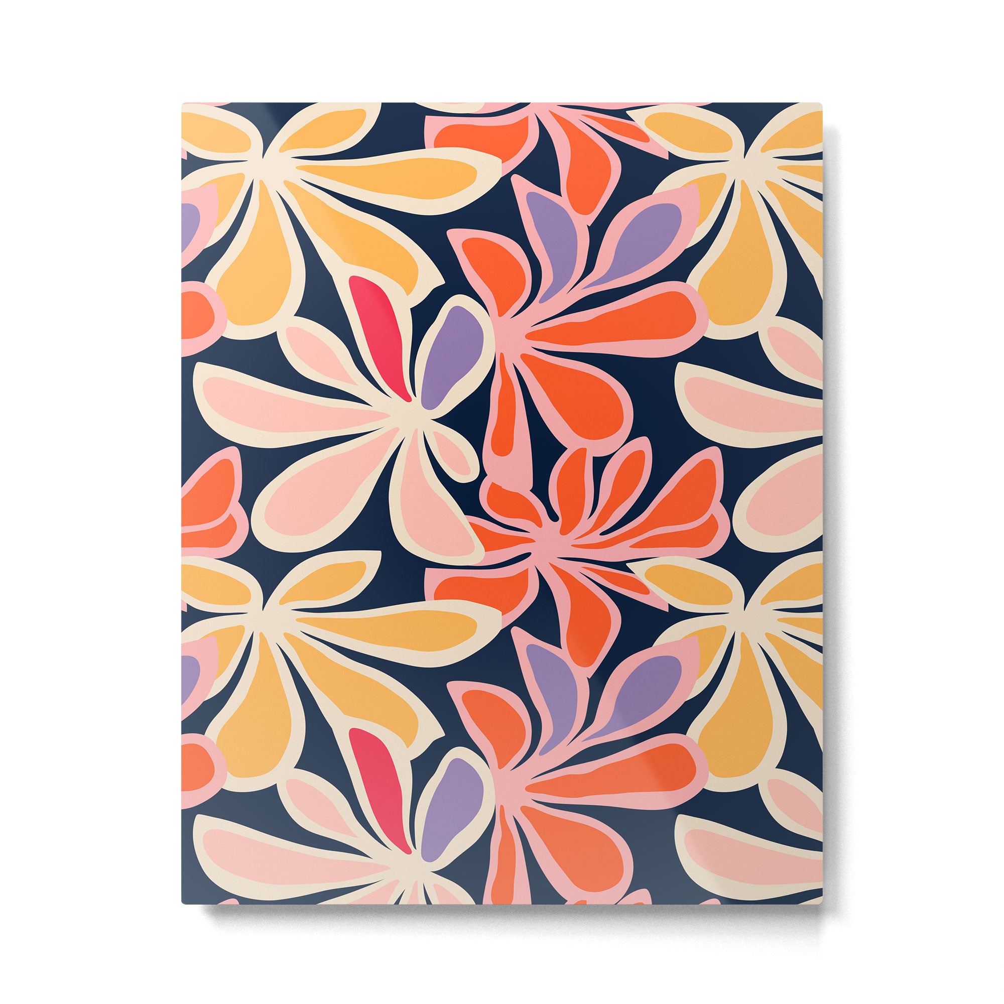 Abstract vintage flower art pattern Metal Print Gallery Image 6