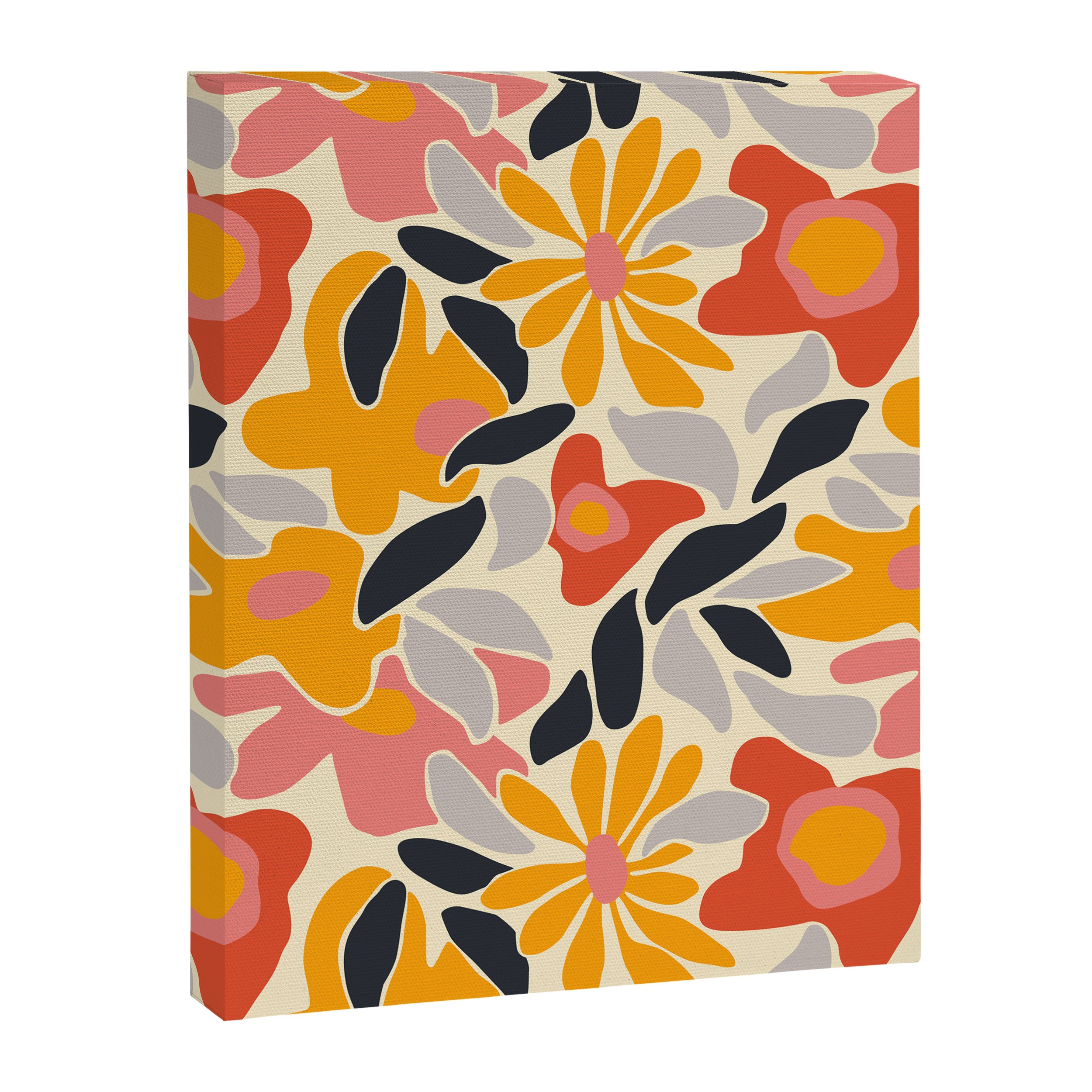 Abstract vintage flower art pattern Canvas Print Gallery Image 8