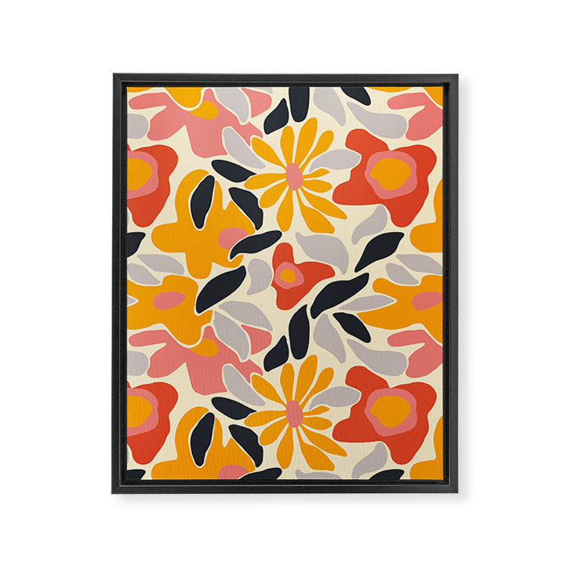 Abstract vintage flower art pattern Framed Canvas Print Gallery Image 8