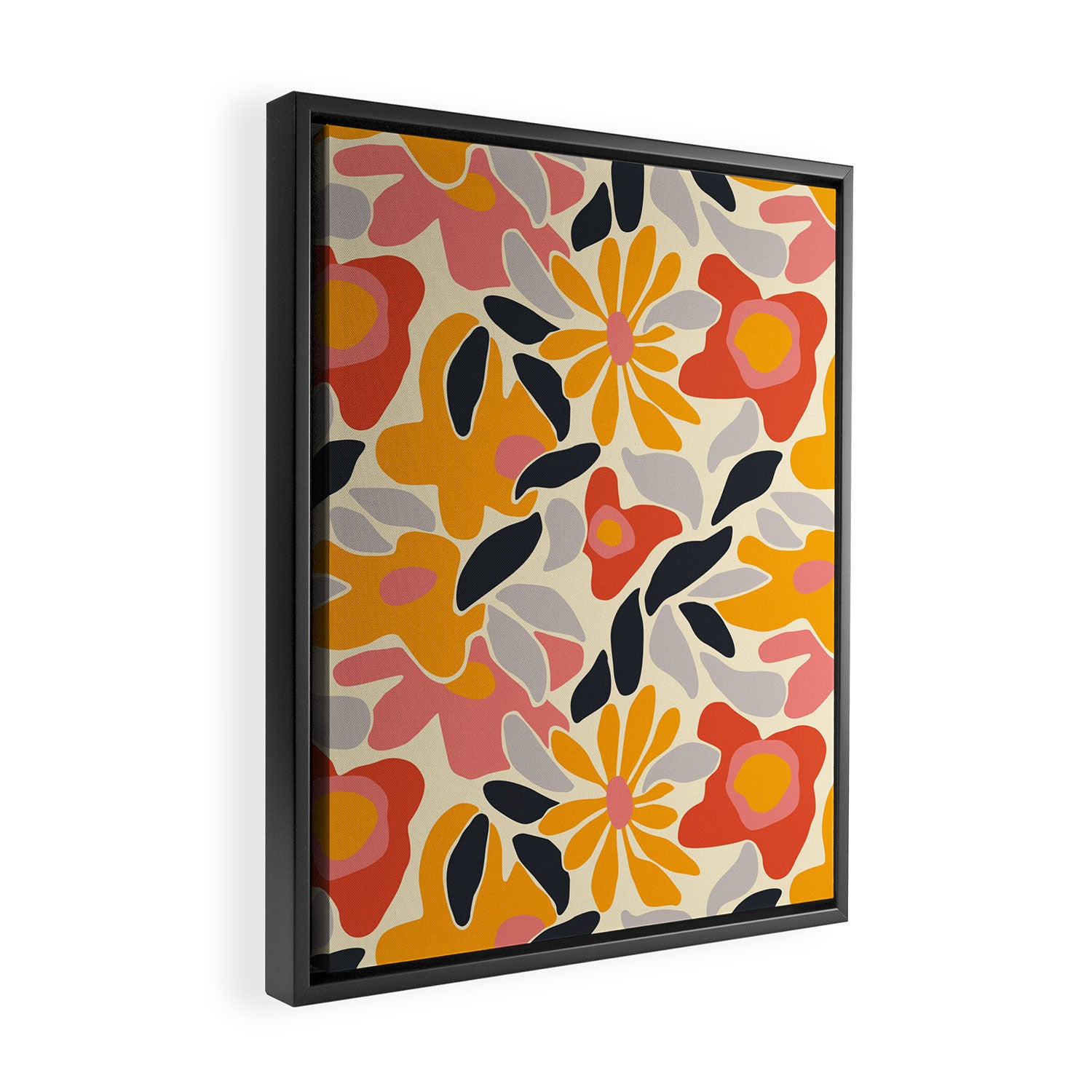 Abstract vintage flower art pattern Framed Canvas Print Gallery Image 2