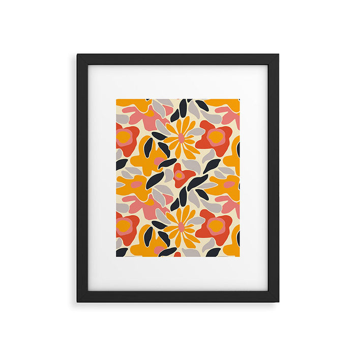 Abstract vintage flower art pattern Framed Art Print Gallery Image 1