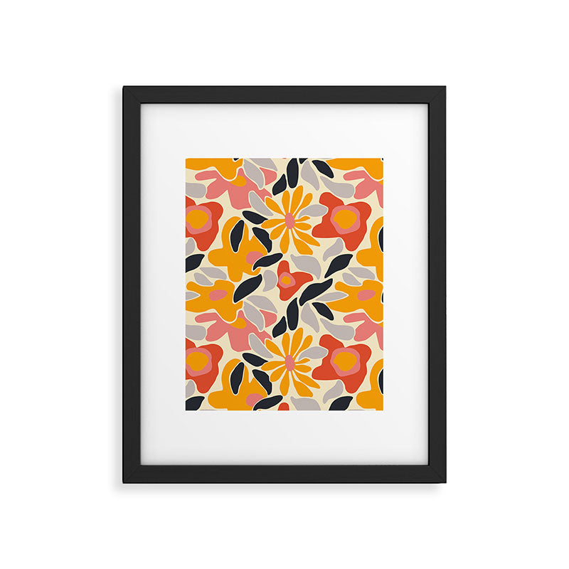 Abstract vintage flower art pattern Framed Art Print Gallery Image 6