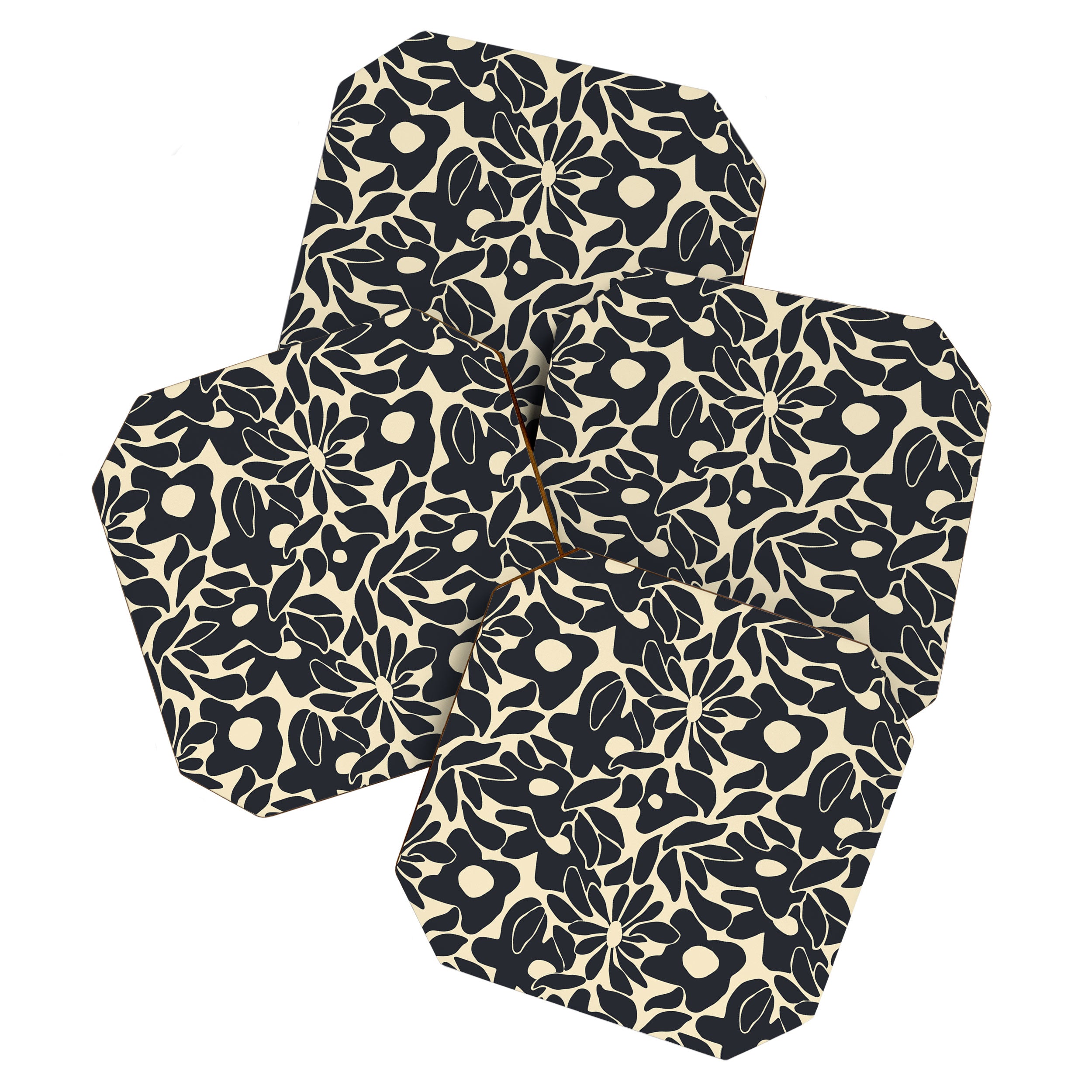 Abstract vintage flower art pattern Coaster Gallery Image 1