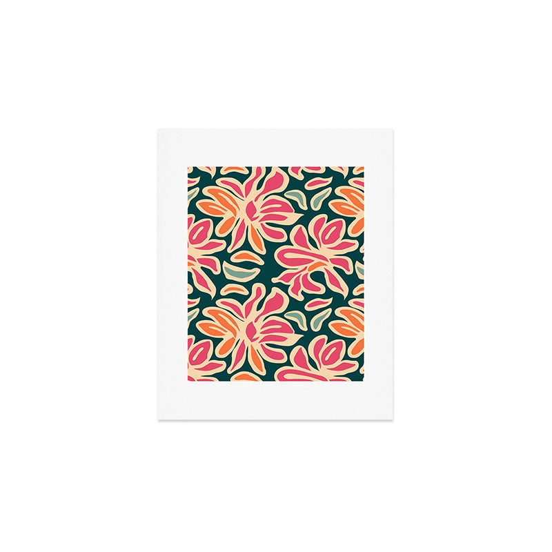 Abstract vintage flower art pattern Art Print Gallery Image 1