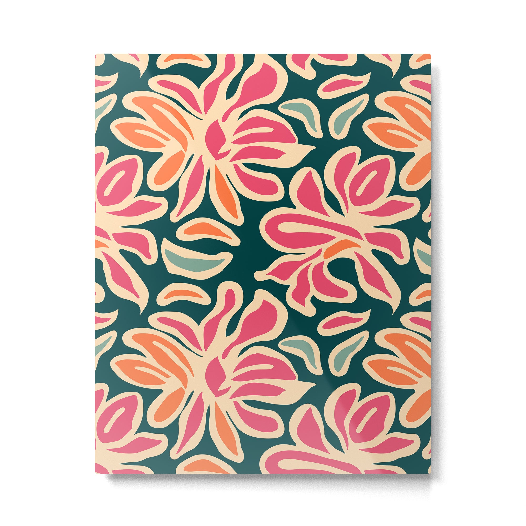 Abstract vintage flower art pattern Metal Print Gallery Image 6