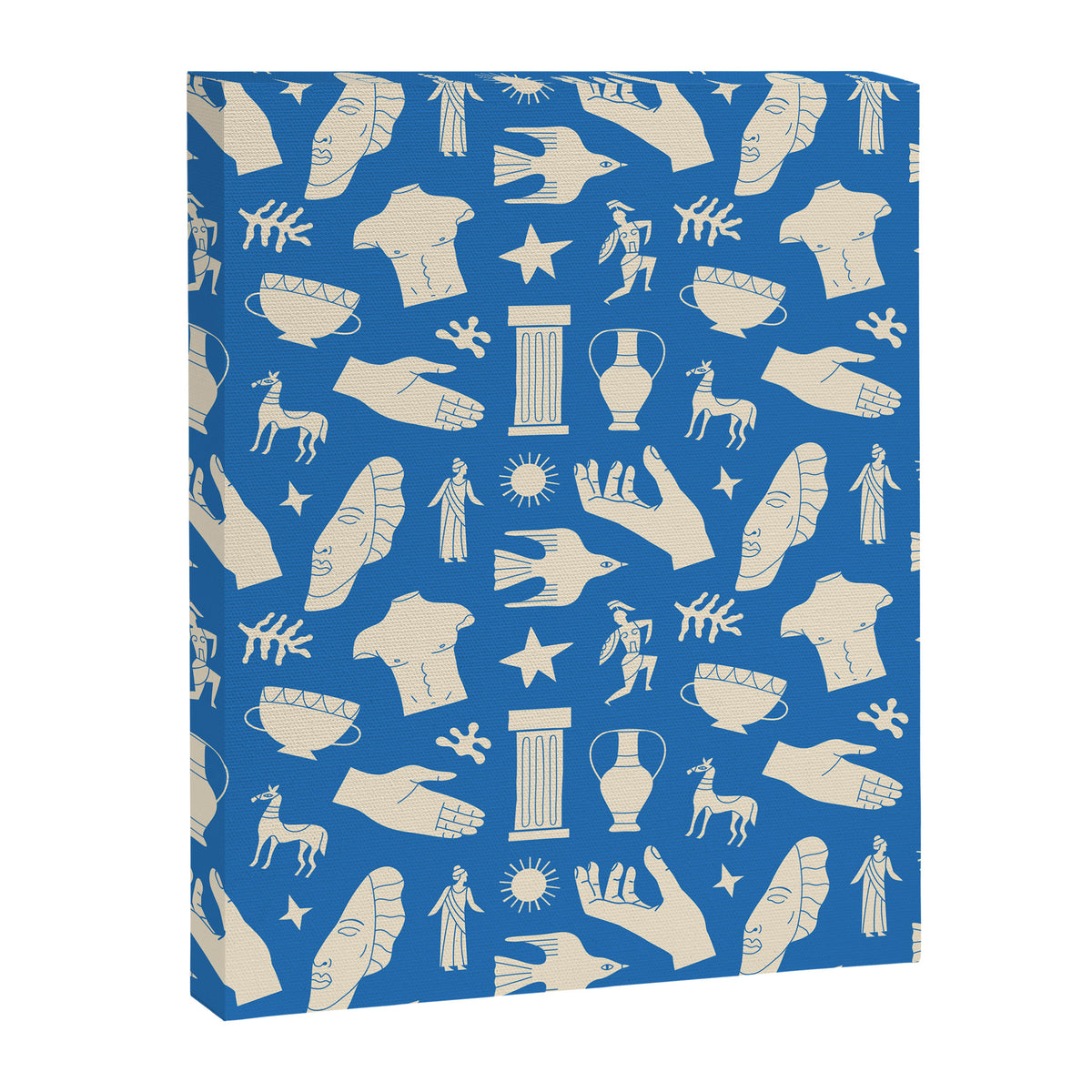 Ancient blue greek statue doodle pattern Canvas Print Gallery Image 8