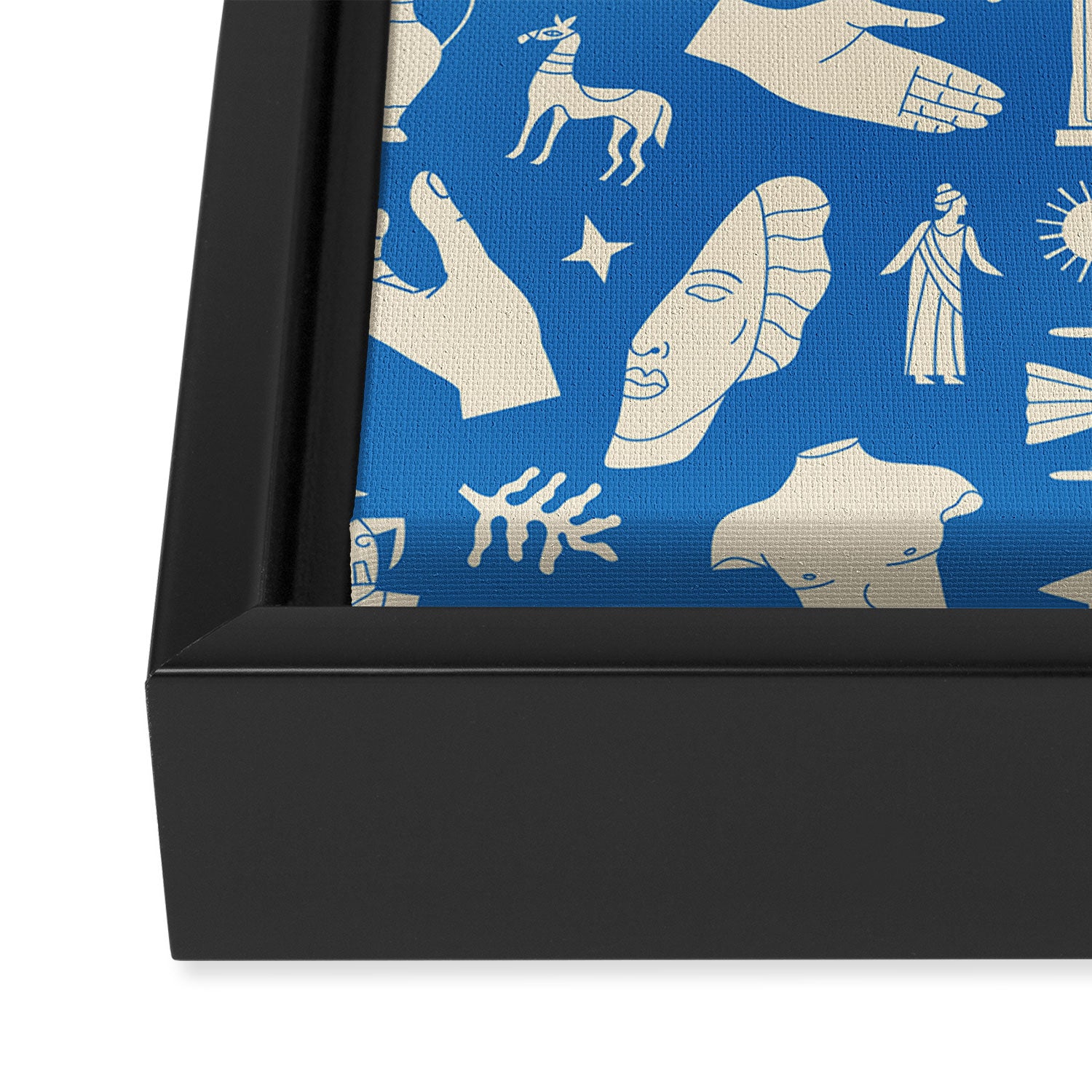 Ancient blue greek statue doodle pattern Framed Canvas Print Gallery Image 3