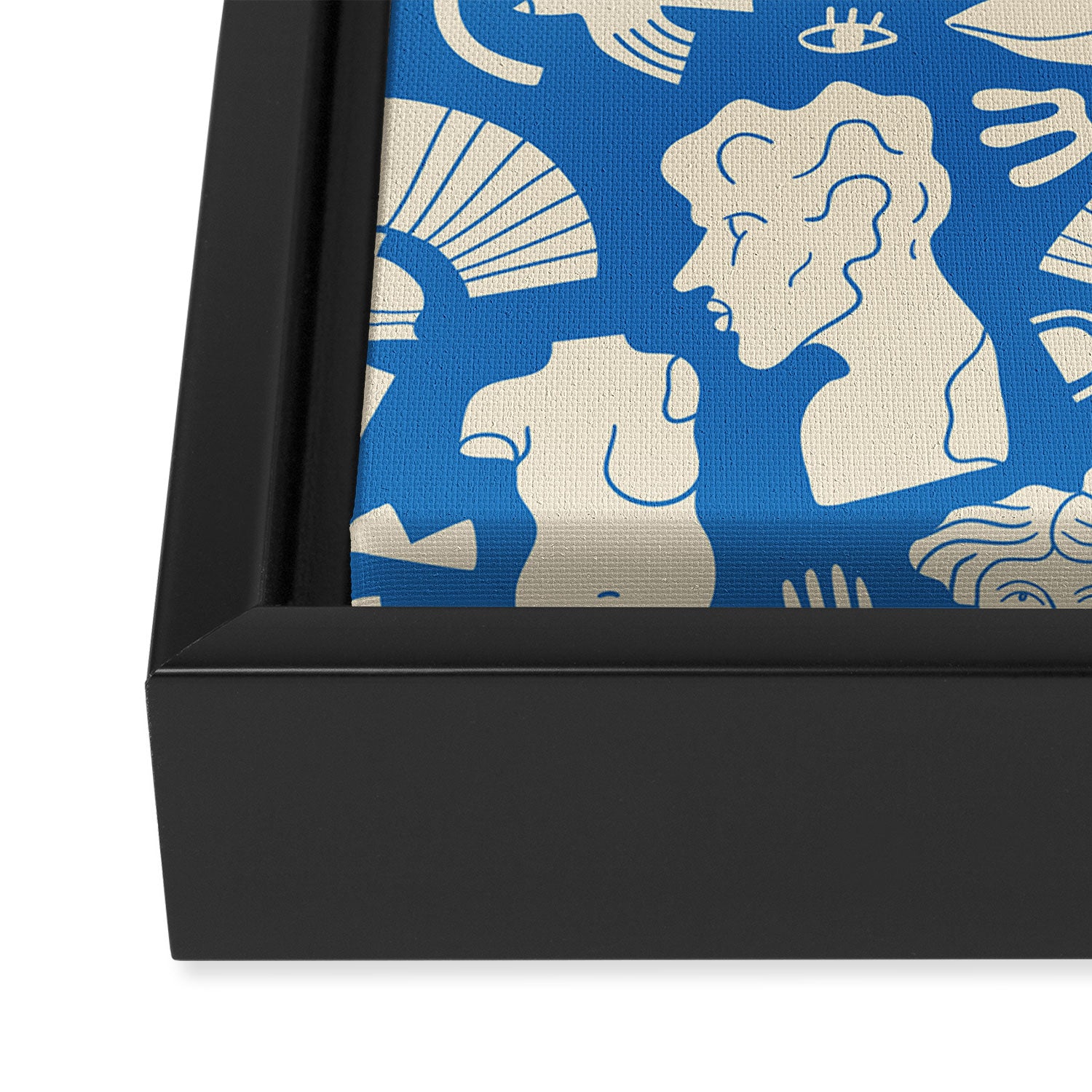 Ancient blue greek statue doodle pattern Framed Canvas Print Gallery Image 3