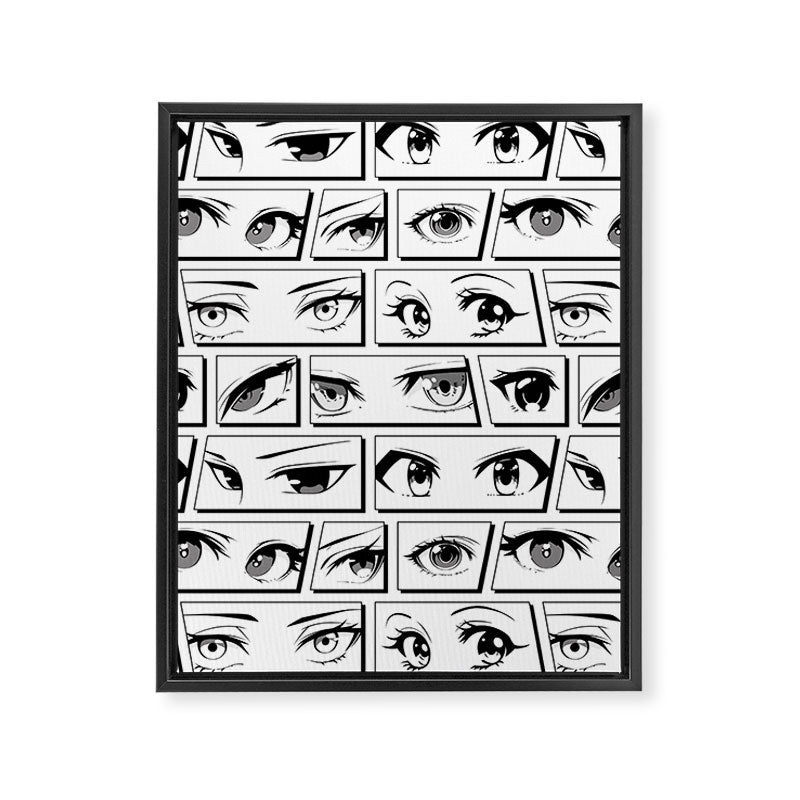 Anime eye cartoon comic art pattern Framed Canvas Print Gallery Image 8