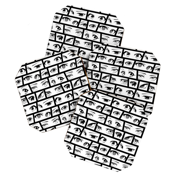 Anime eye cartoon comic art pattern Coaster Gallery Image 1