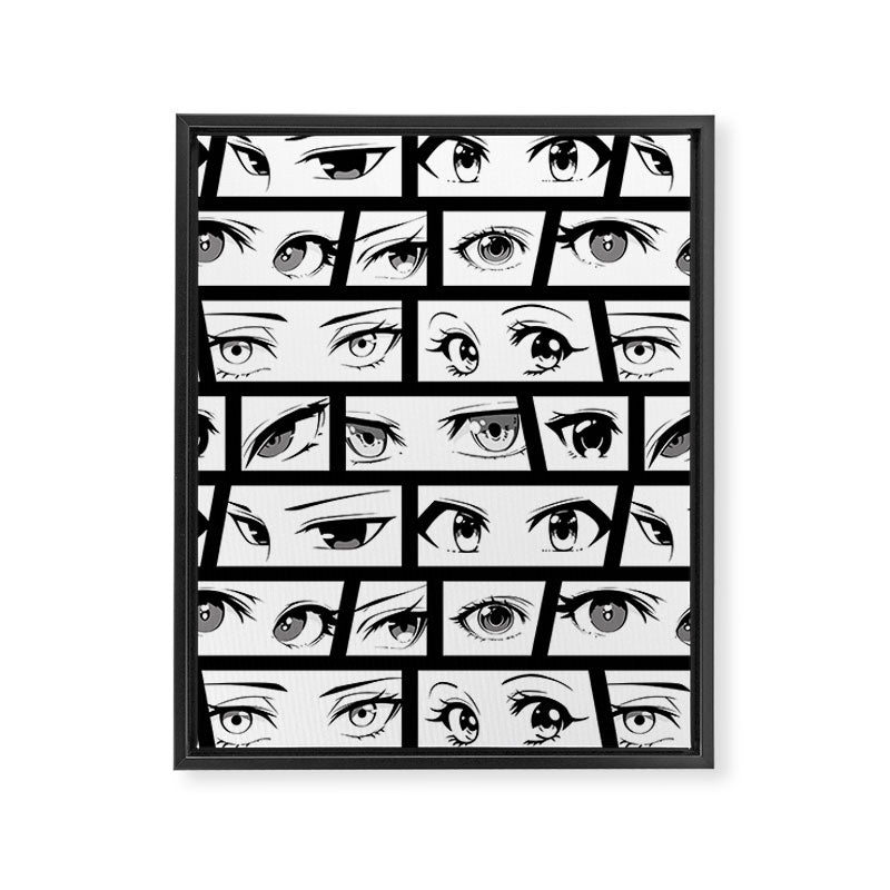 Anime eye cartoon comic art pattern Framed Canvas Print Gallery Image 8
