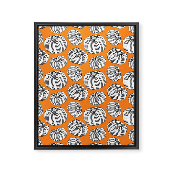 Autumn pumpkin vegetable art pattern Framed Canvas Print Gallery Image 1