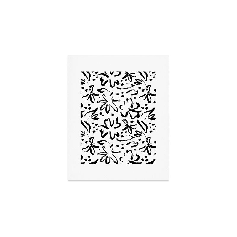 Black abstract flower art pattern Art Print Gallery Image 1