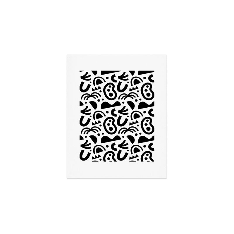 Black abstract organic shape art pattern Art Print Gallery Image 1