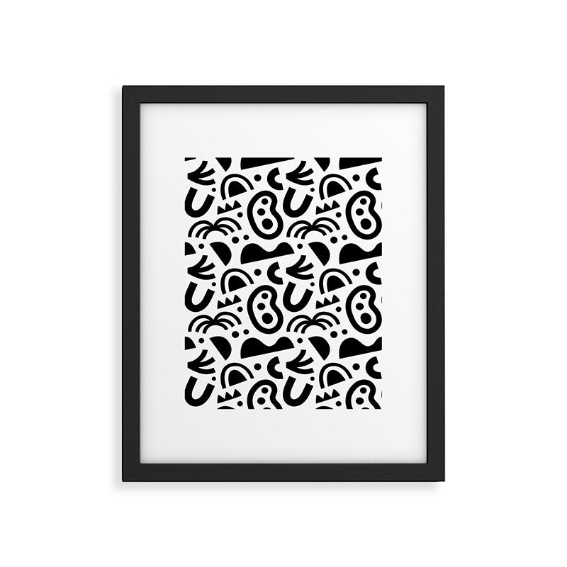 Black abstract organic shape art pattern Framed Art Print Gallery Image 6
