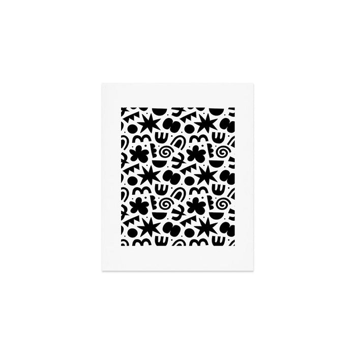 Black abstract organic shape doodle pattern Art Print Gallery Image 1