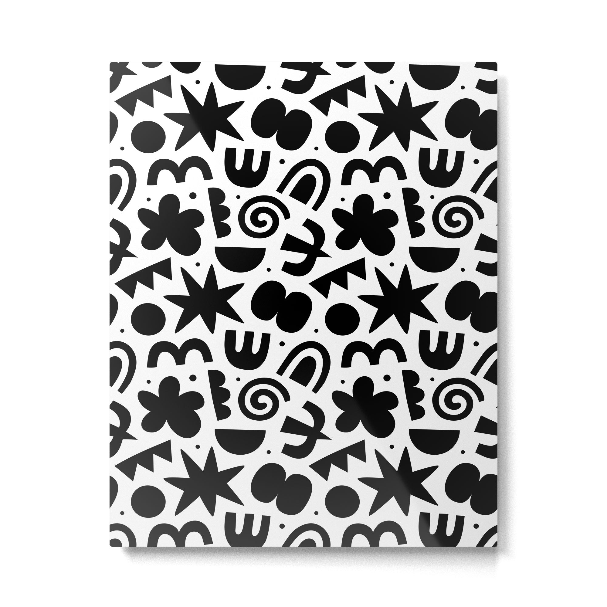 Black abstract organic shape doodle pattern Metal Print Gallery Image 6