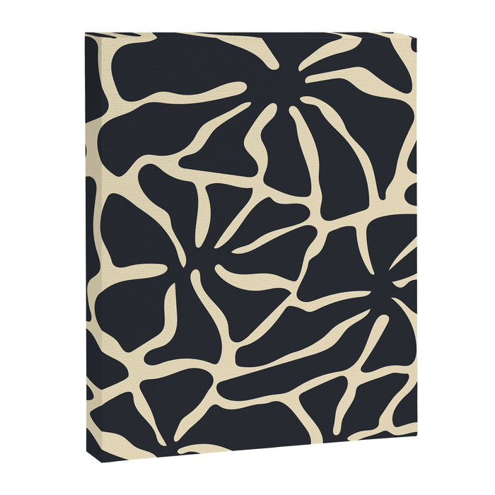 Black and white abstract flower art pattern Canvas Print Gallery Image 1