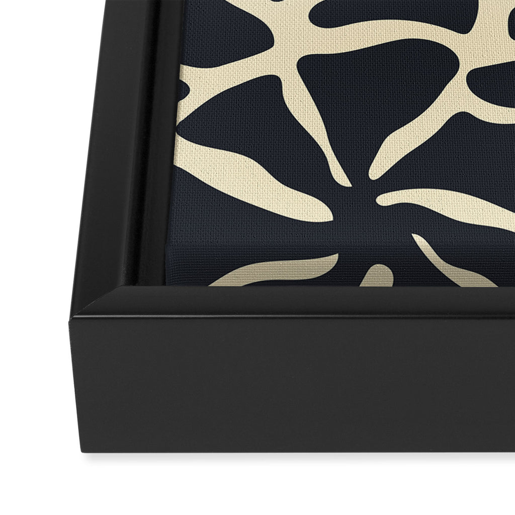 Black and white abstract flower art pattern Framed Canvas Print Gallery Image 3