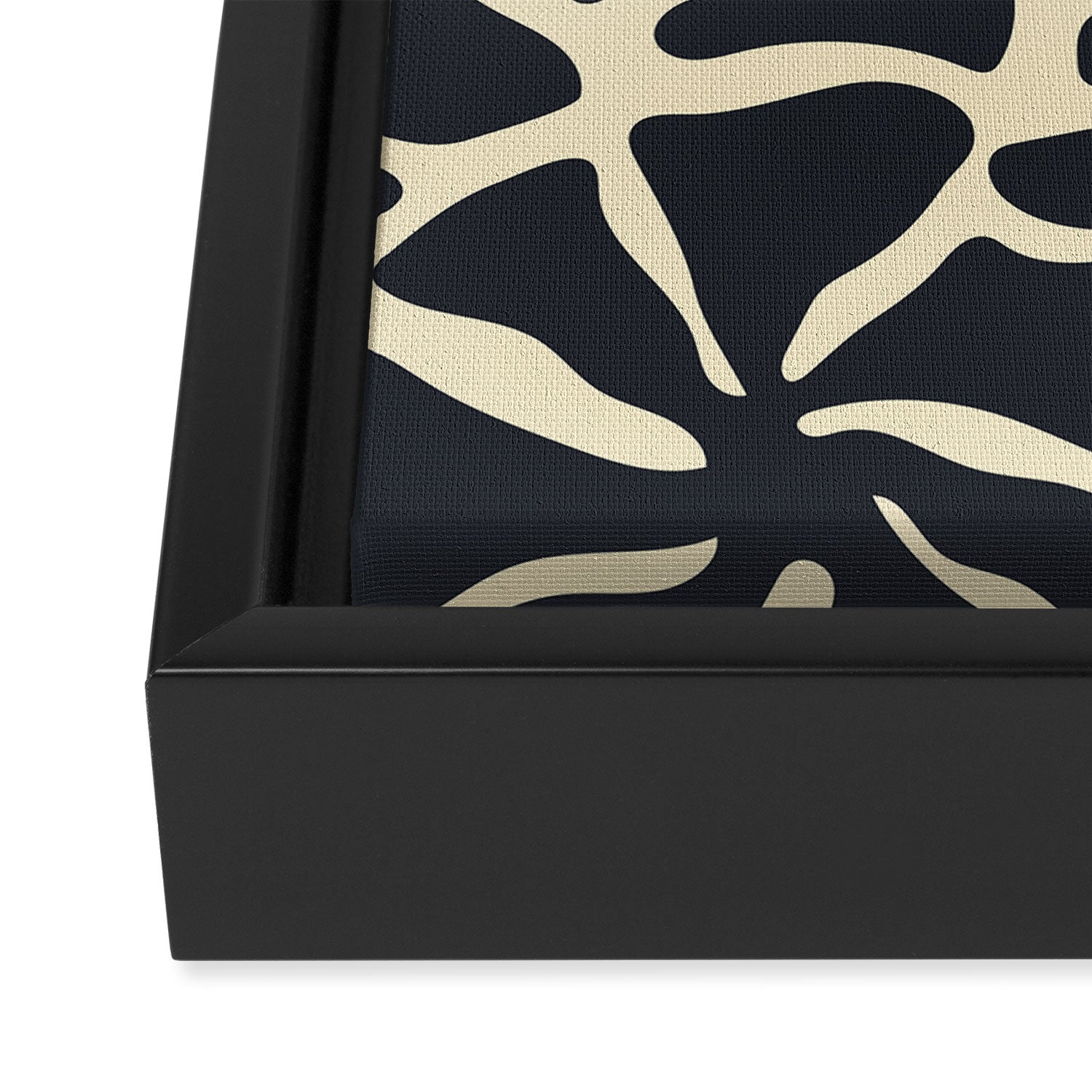 Black and white abstract flower art pattern Framed Canvas Print Gallery Image 3