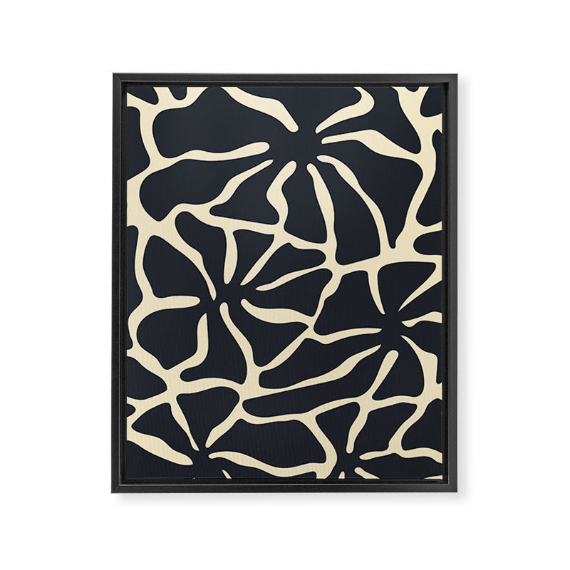 Black and white abstract flower art pattern Framed Canvas Print Gallery Image 8