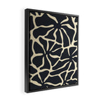 Black and white abstract flower art pattern Framed Canvas Print Gallery Image 2