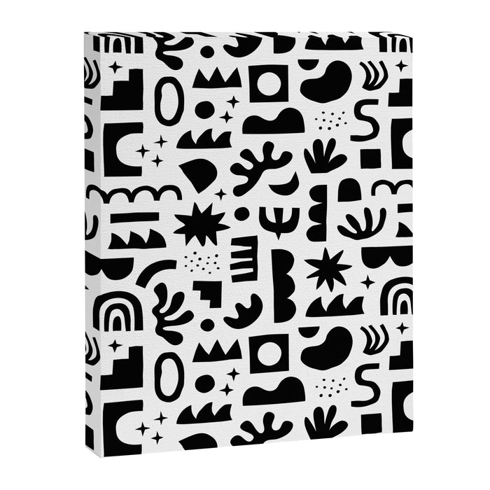 Black and white abstract organic shape pattern Canvas Print Gallery Image 1