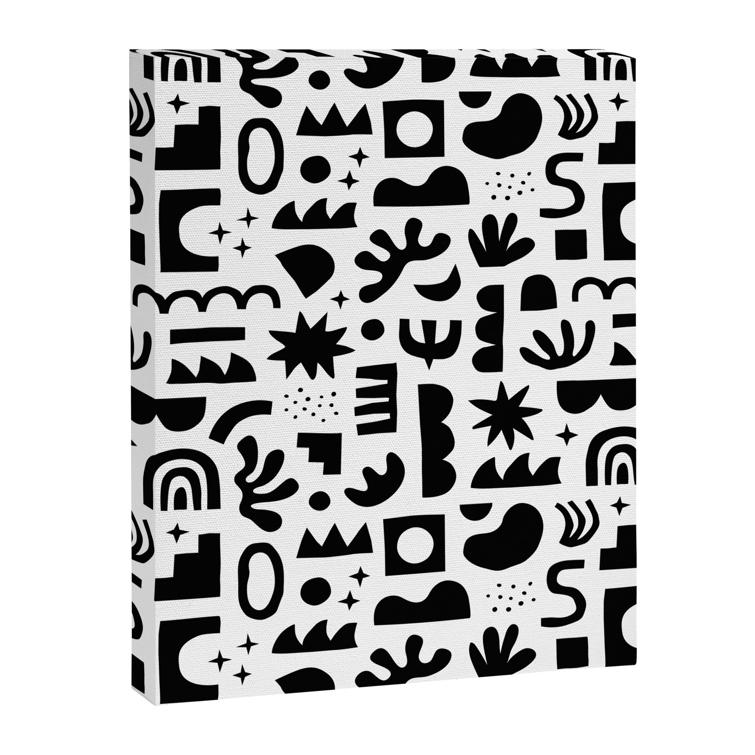 Black and white abstract organic shape pattern Canvas Print Gallery Image 8