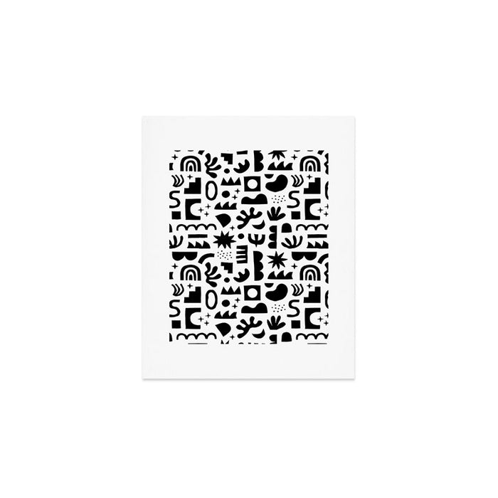 Black and white abstract organic shape pattern Art Print Gallery Image 1