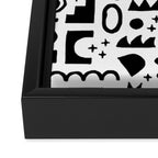Black and white abstract organic shape pattern Framed Canvas Print Gallery Image 3