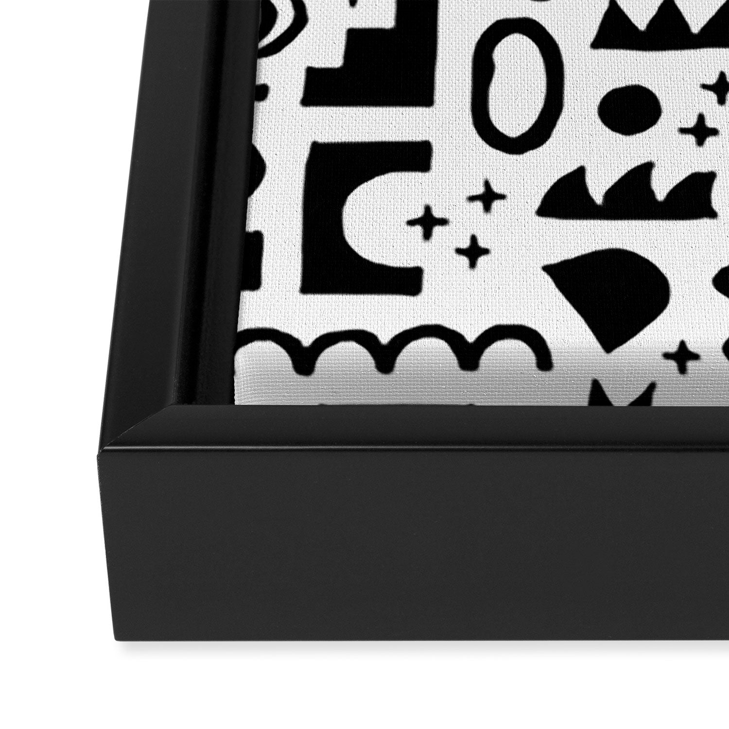 Black and white abstract organic shape pattern Framed Canvas Print Gallery Image 3