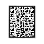 Black and white abstract organic shape pattern Framed Canvas Print Gallery Image 8
