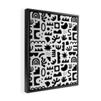 Black and white abstract organic shape pattern Framed Canvas Print Gallery Image 2