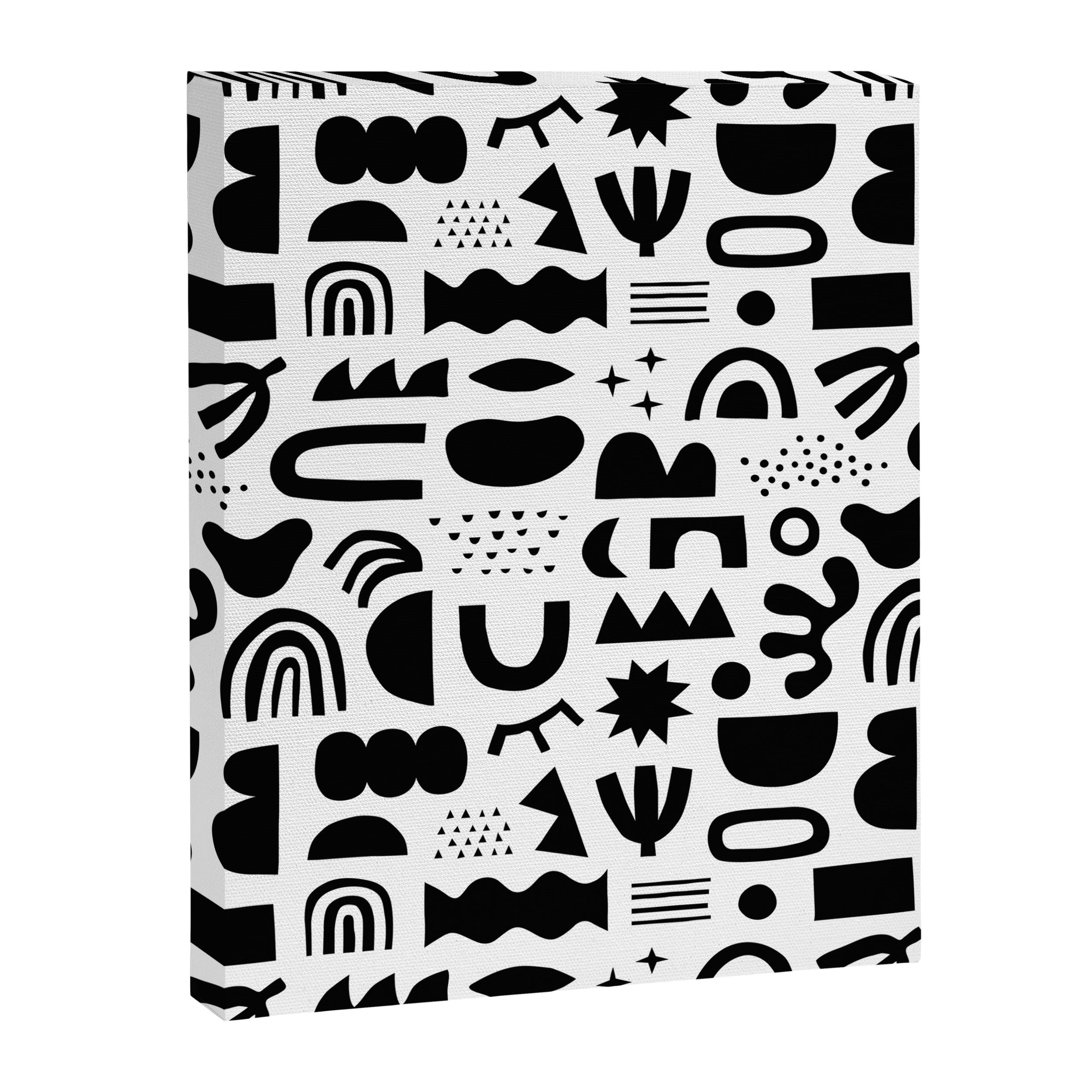 Black and white abstract organic shape pattern Canvas Print Gallery Image 8